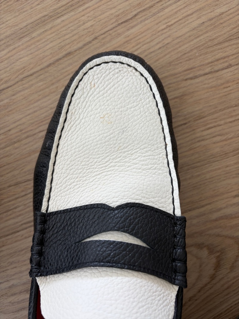 Oliver Cabell Black and White Penny Loafers with Red Lining - Picture 10 of 11